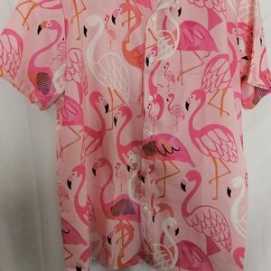 SHEIN Pink Flamingo Print Shirt
